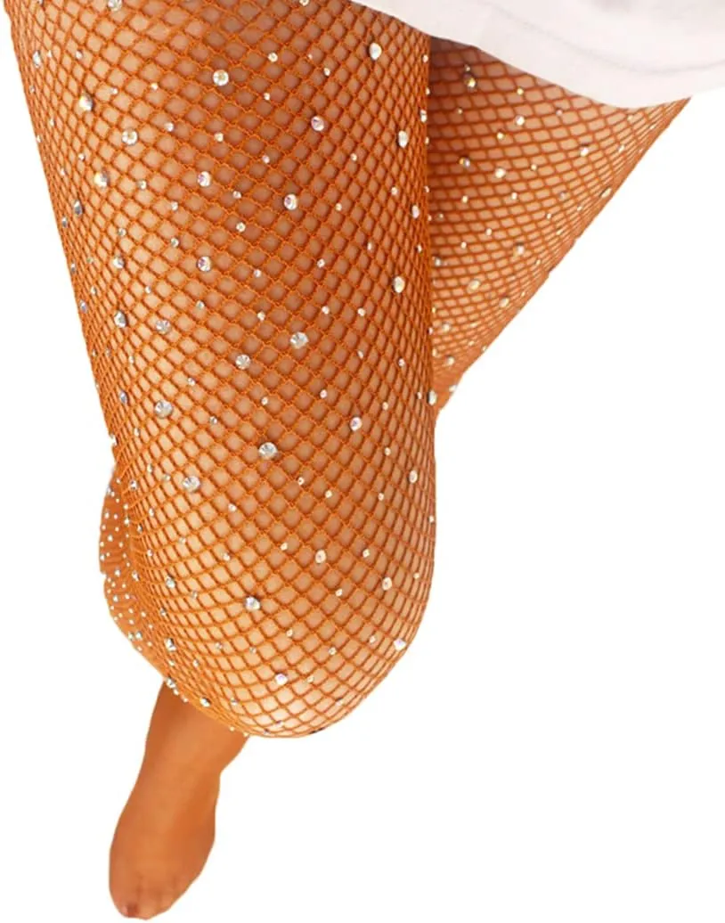 Fishnet Stockings for Women Sparkly Rhinestone Fishnet Tights Glitter Fish Nets
