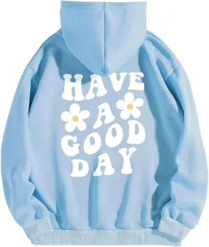 Fronage Women's Oversized Hoodie Slogan Letter Graphic Long Sleeve Sweatshirt Aesthetic Pullover with Kangaroo Pockets