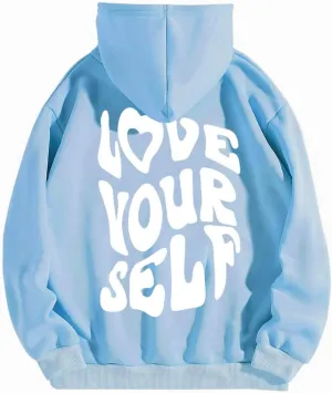 Fronage Women's Oversized Hoodie Slogan Letter Graphic Long Sleeve Sweatshirt Aesthetic Pullover with Kangaroo Pockets