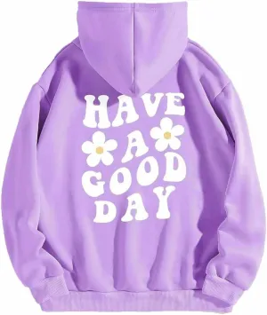 Fronage Women's Oversized Hoodie Slogan Letter Graphic Long Sleeve Sweatshirt Aesthetic Pullover with Kangaroo Pockets
