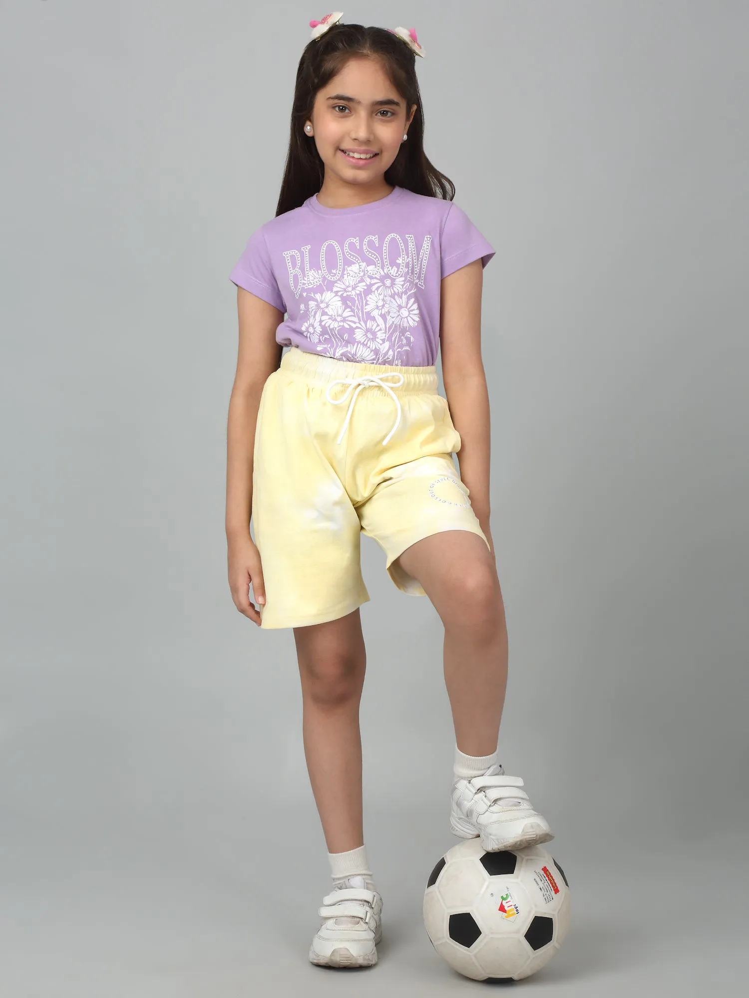 Girls Yellow Solid Short