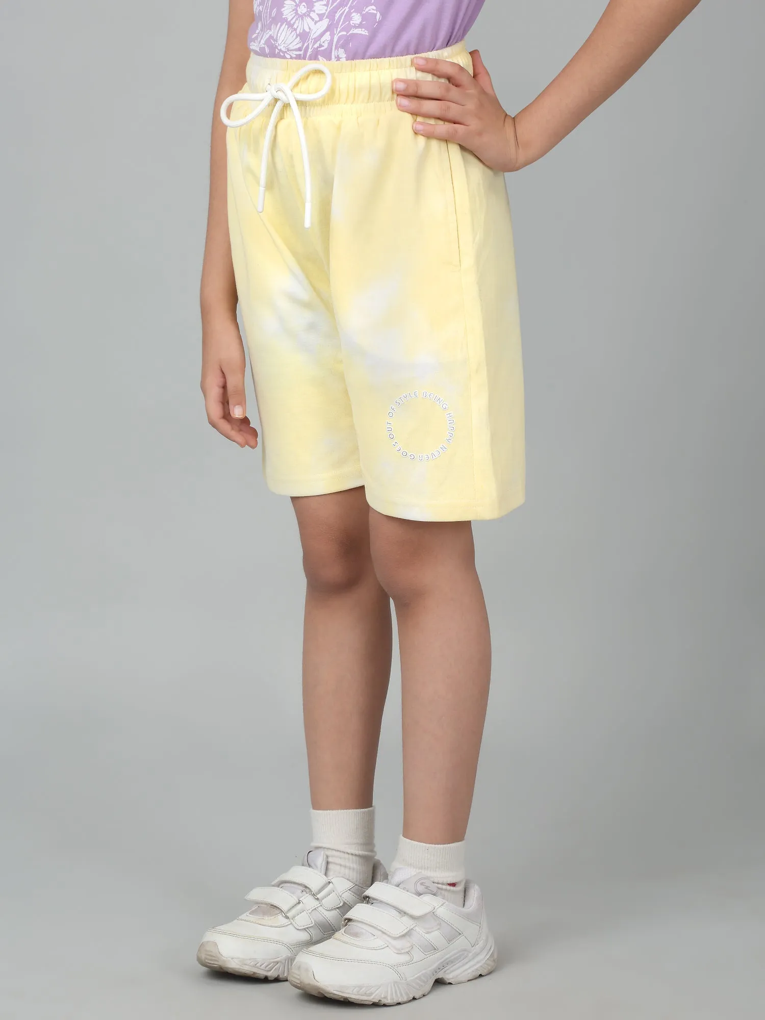 Girls Yellow Solid Short