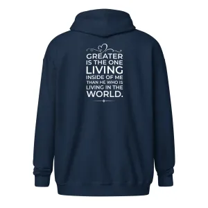 God Sed Liv/Greater Is He Unisex Full-Zip Hoodie
