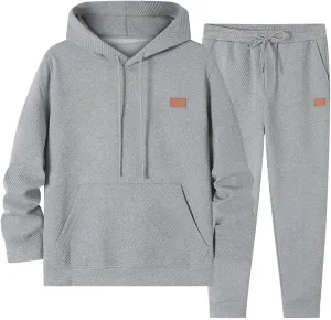 JMIERR Mens 2 Piece Jacquard Sweatsuit Outfits Hoodie Sweatshirt & Joggers Sweatpants Set Tracksuit