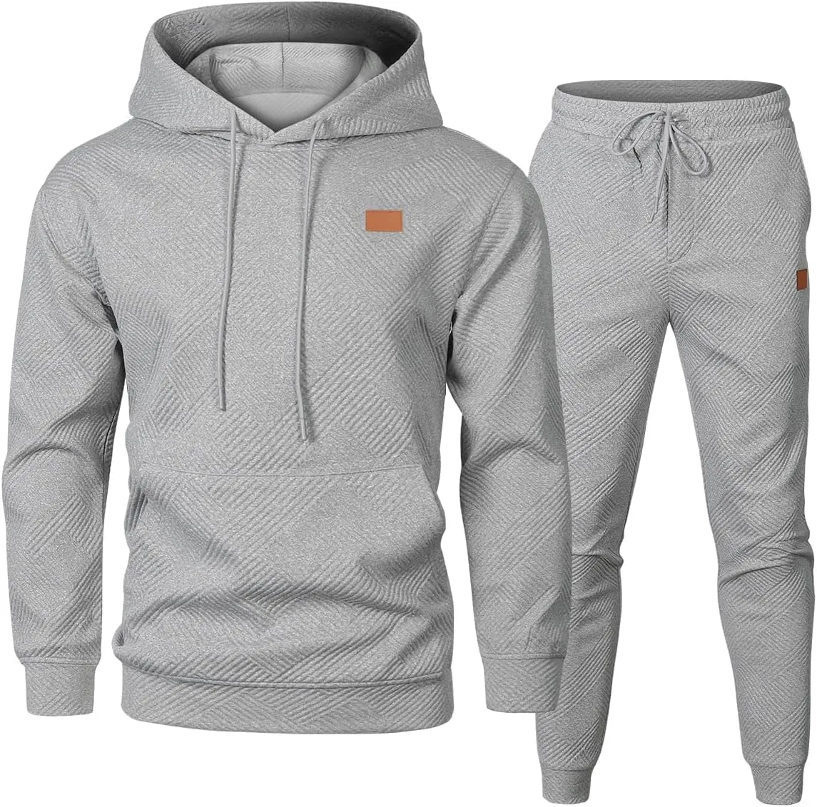 JMIERR Mens 2 Piece Jacquard Sweatsuit Outfits Hoodie Sweatshirt & Joggers Sweatpants Set Tracksuit
