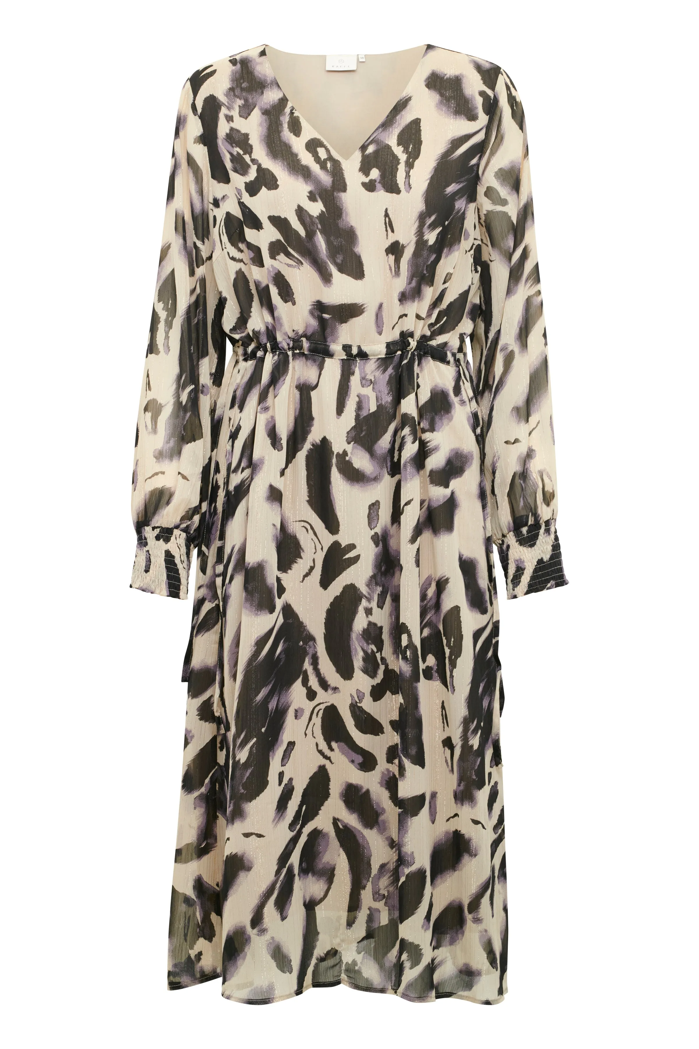 Kaffe Womens Fina Dress Black/Feather Grey Leopard