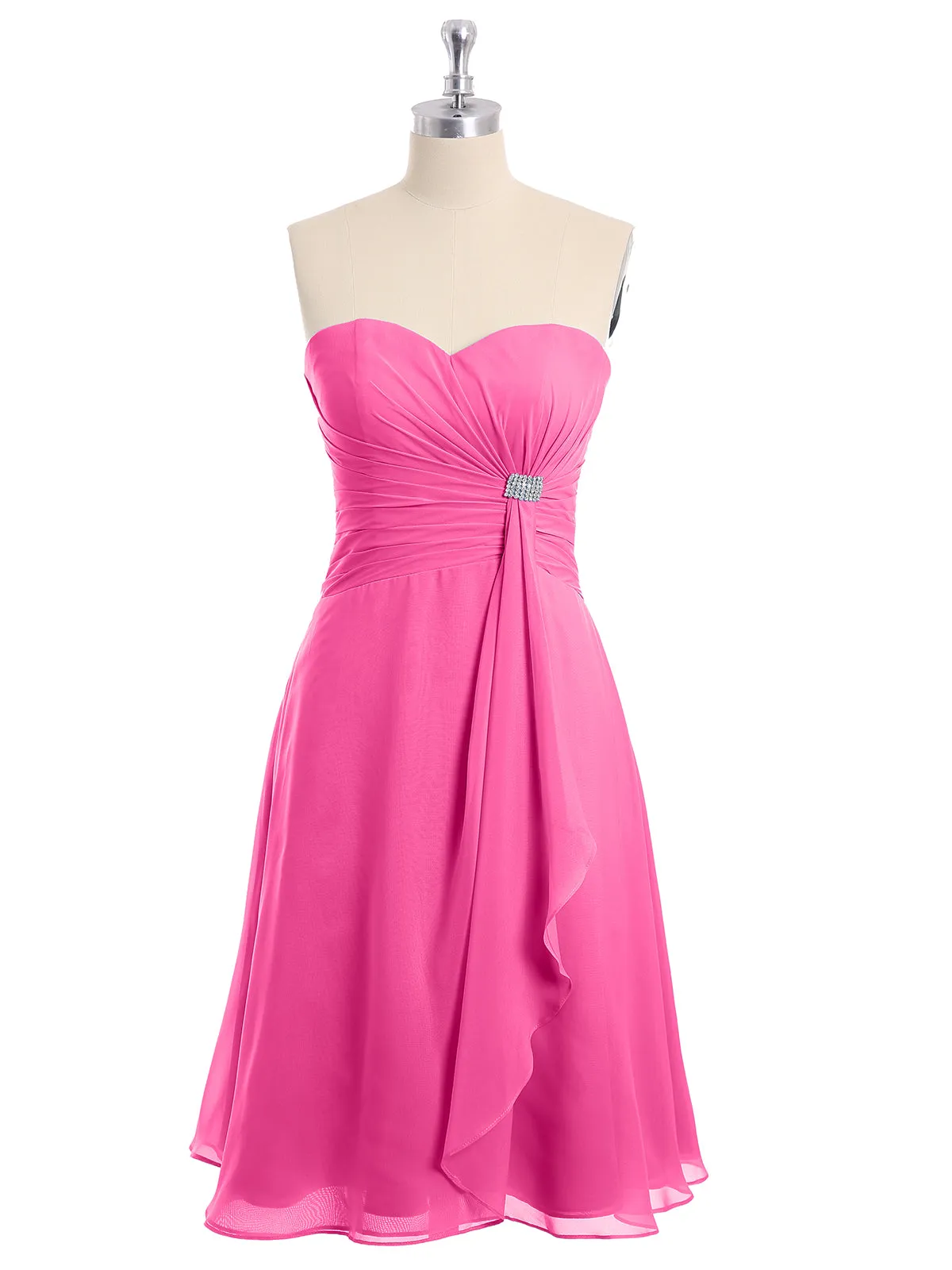 Knee Length Chiffon Dress with Sweetheart Neck-Azalea Plus Size
