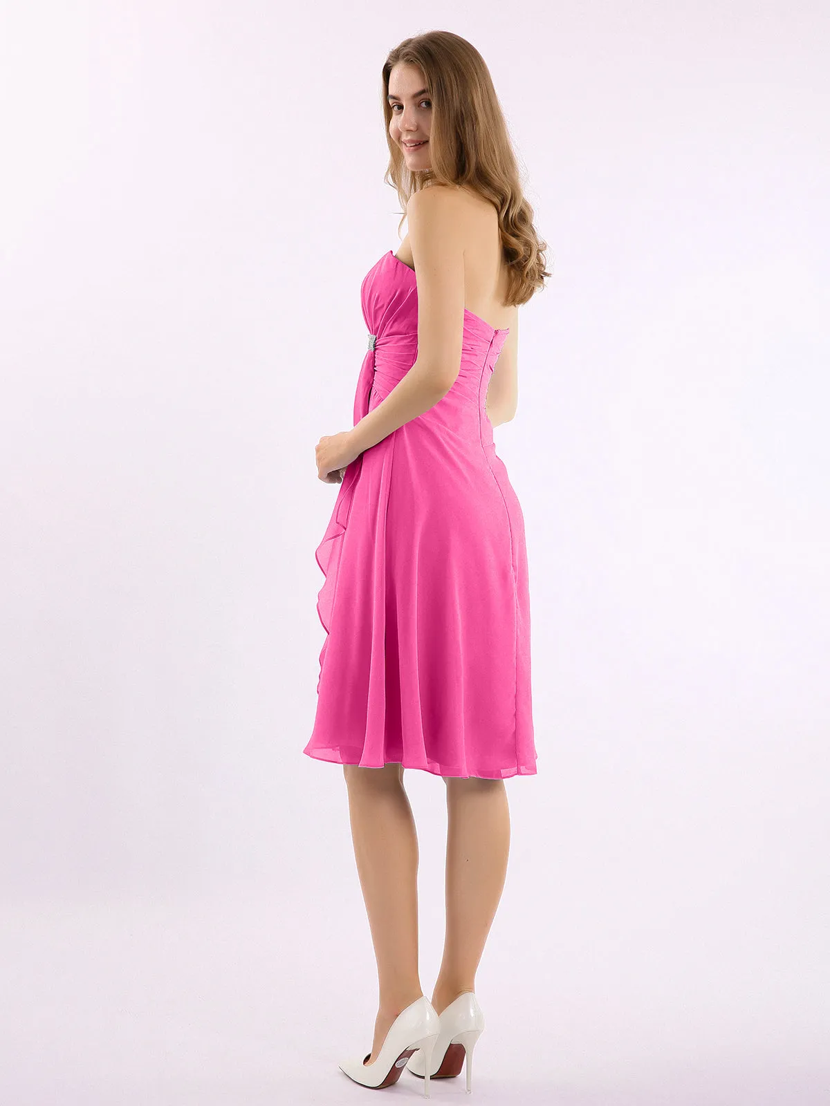 Knee Length Chiffon Dress with Sweetheart Neck-Azalea Plus Size