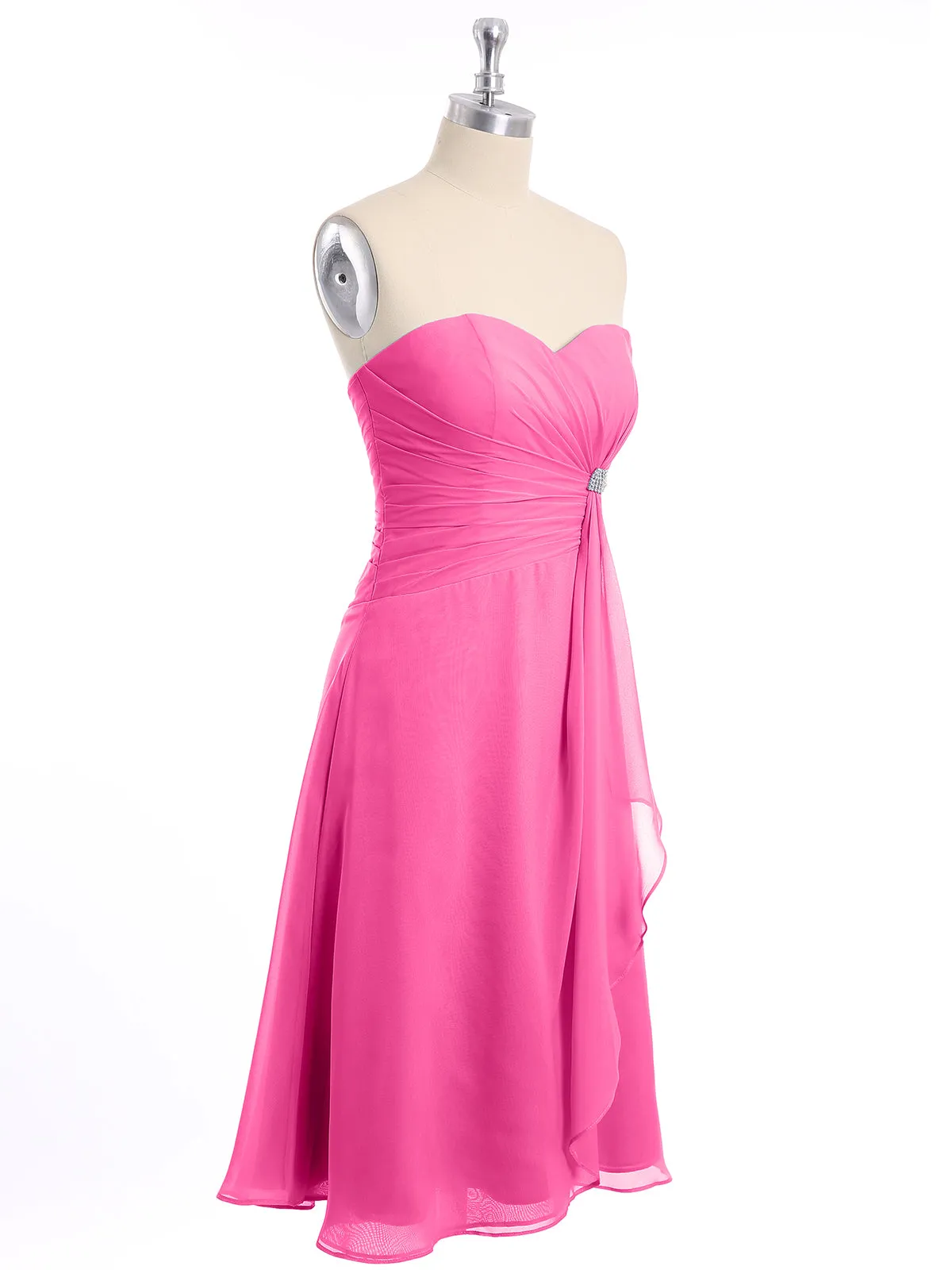 Knee Length Chiffon Dress with Sweetheart Neck-Azalea Plus Size