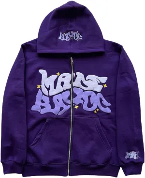 KOSUSANILL Y2k Hoodie Full Zip Up Women Oversized Graphic Goth Sweatshirt Teen Girls Harajuku Grunge Over Face Sweater Jacket