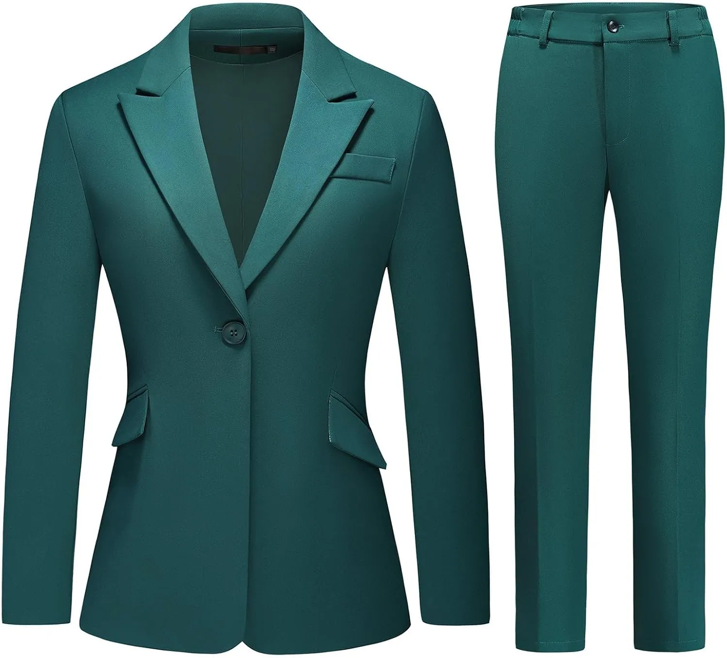 Lamgool Women Suit 2 Pieces Set One Button Lady's Business Formal Peak Lapel Blazer and Pants for Work