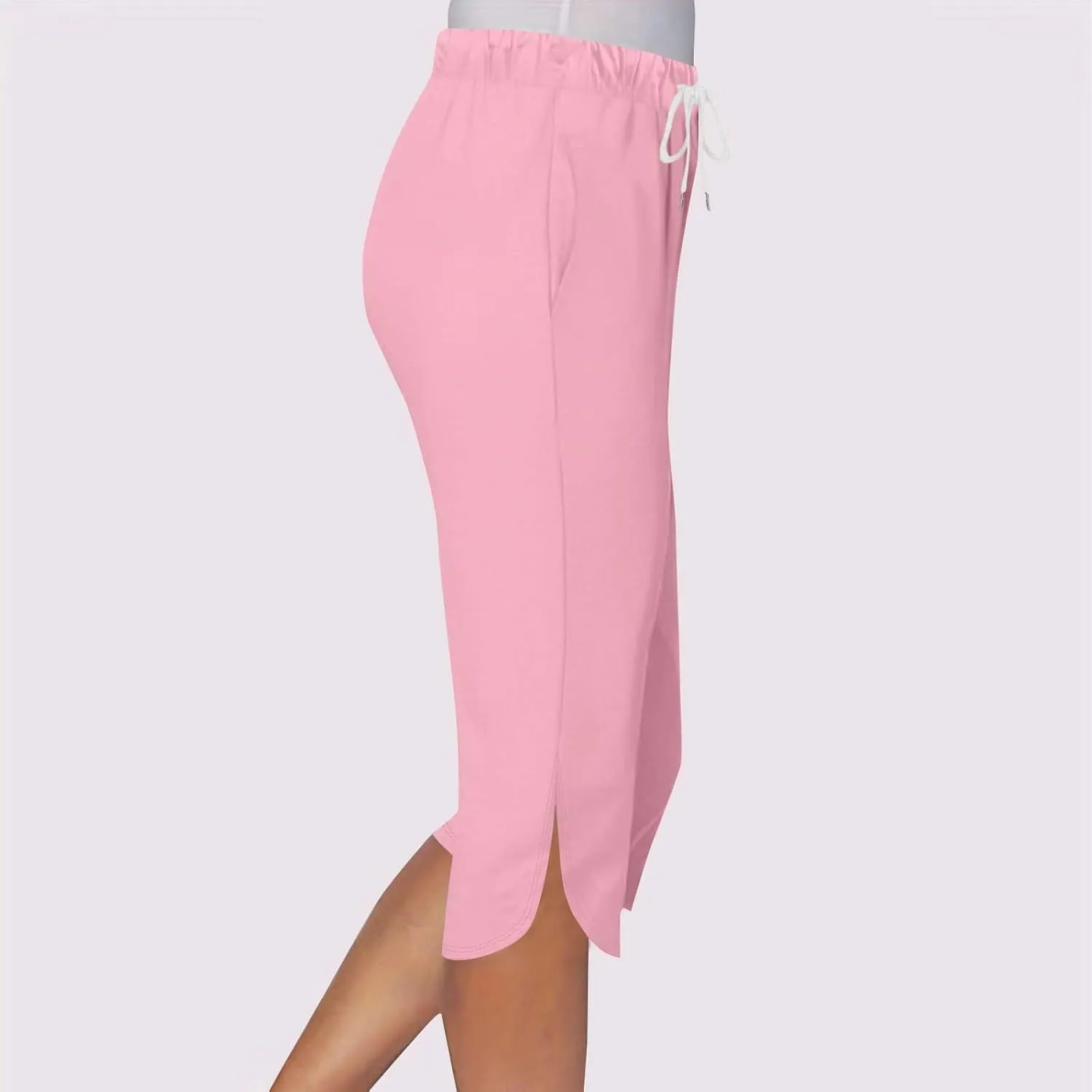 LEMONONSTORE Capris for Women Casual Summer Straight Leg Crop Pants Loose Drawstring Yoga Jogger Capri Pant with Pockets