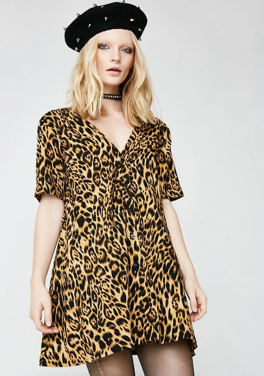 Leopard Crosena Babydoll Dress