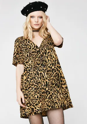Leopard Crosena Babydoll Dress