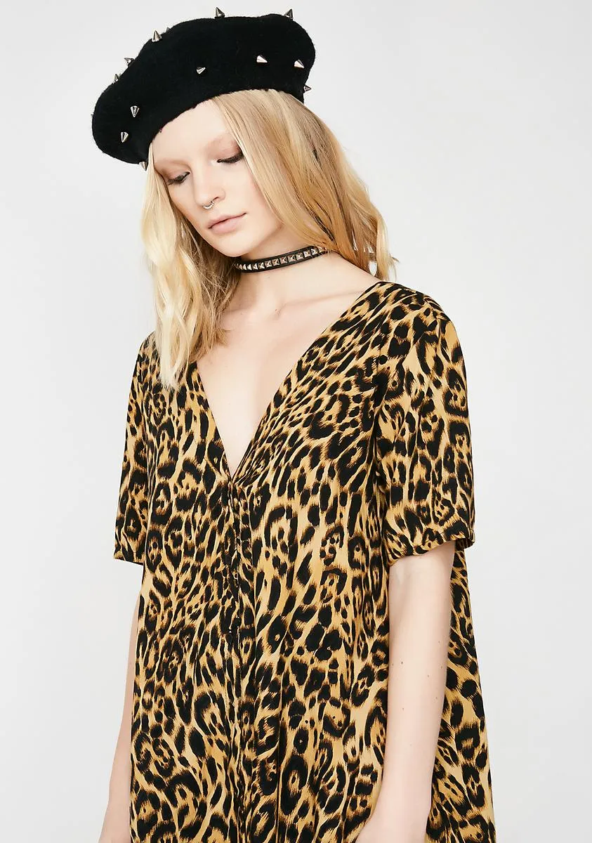 Leopard Crosena Babydoll Dress