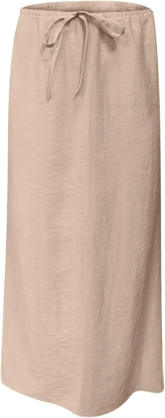 Long Skirts for Women Maxi Women's Trendy Summer 2025 Boho Linen Skirt Womens Vacation Dresses Casual