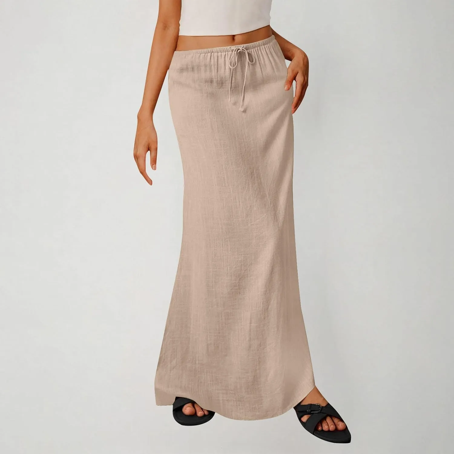 Long Skirts for Women Maxi Women's Trendy Summer 2025 Boho Linen Skirt Womens Vacation Dresses Casual