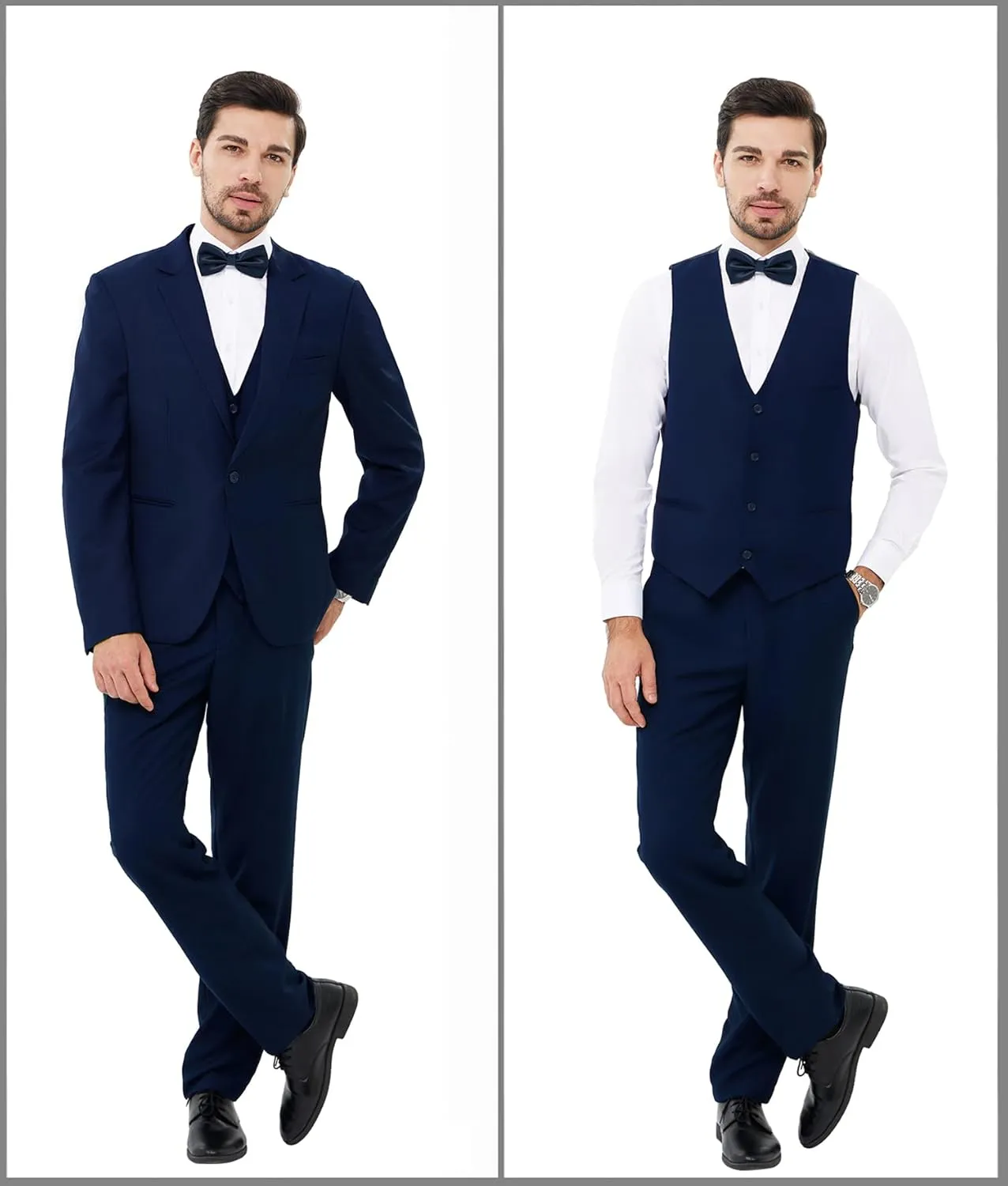 MAGE MALE Men's 3 Pieces Solid One Button Suit Elegant Slim Fit Single Breasted Party Tuxedo Blazer Vest Pants Set