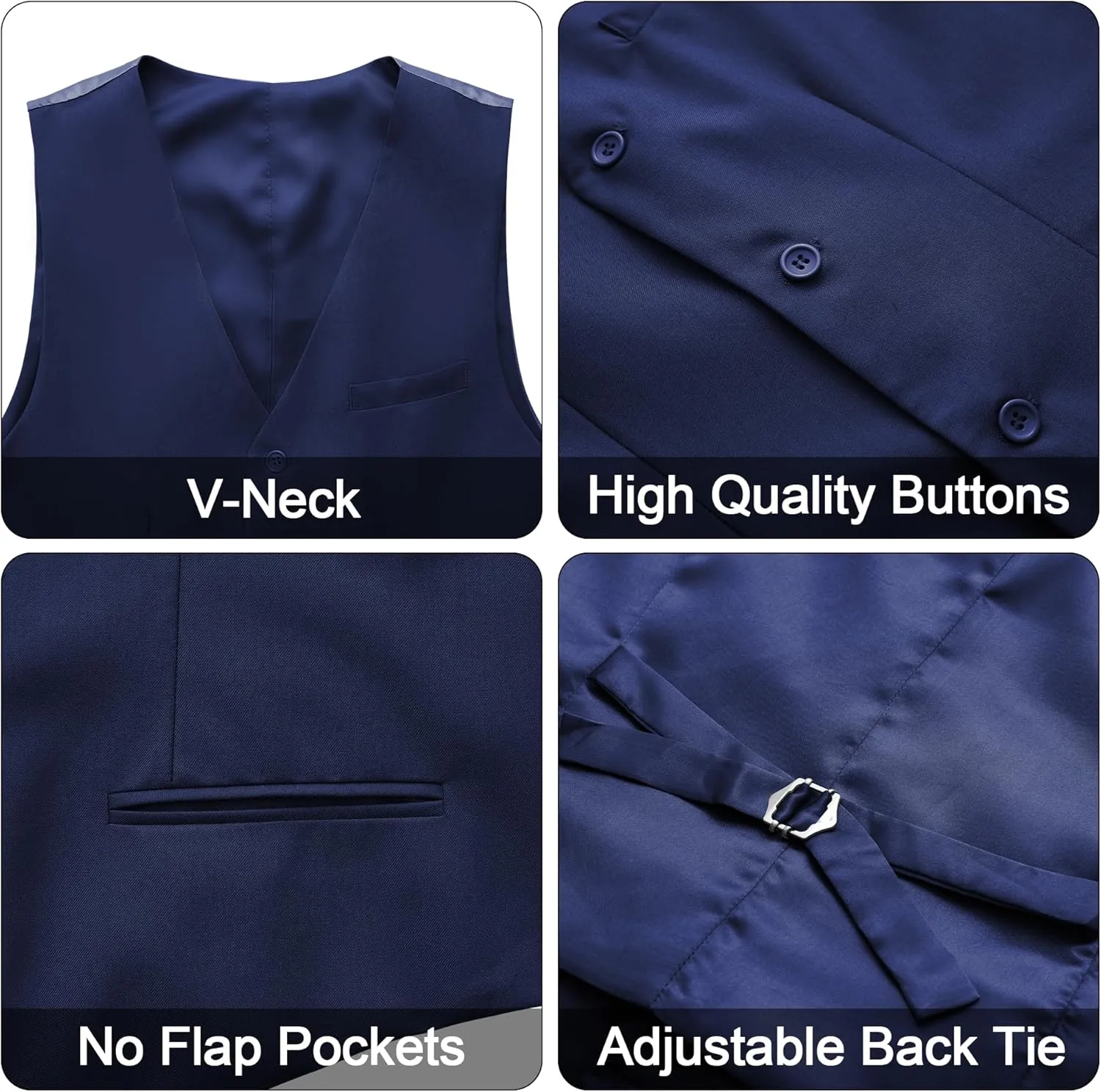 MAGE MALE Men's 3 Pieces Solid One Button Suit Elegant Slim Fit Single Breasted Party Tuxedo Blazer Vest Pants Set