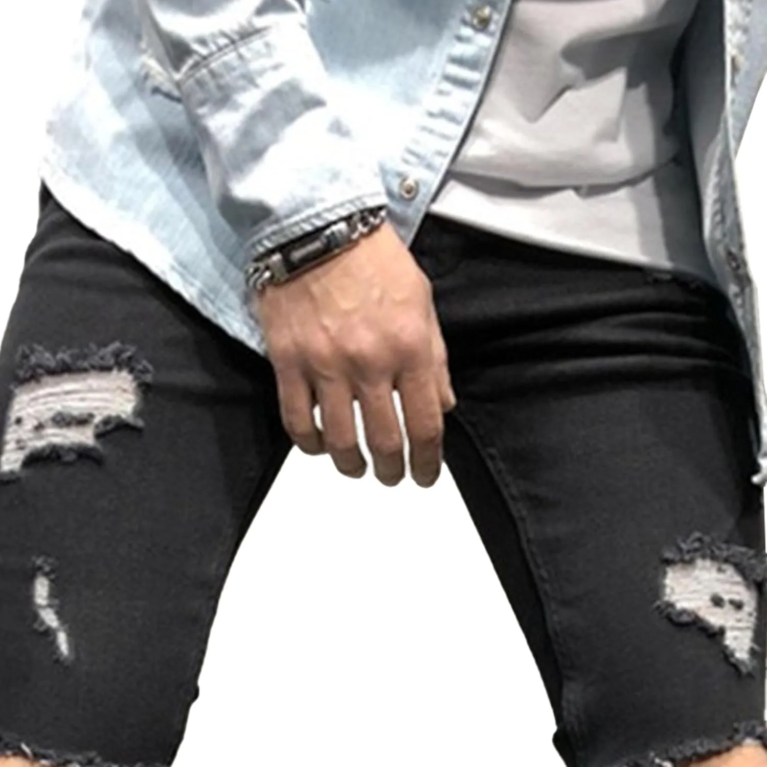Maiyifu-GJ Men's Ripped Skinny Jeans Stretch Slim Fit Jeans Distressed Destroyed Straight Leg Denim Pants for Men