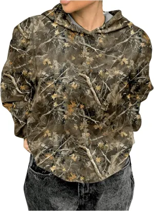 MakeMeChic Women's Camo Hoodies Oversized Graphic Sweatshirt Long Sleeve Fall Pullover