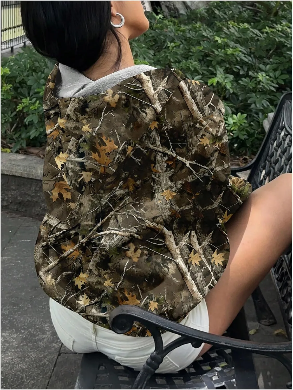 MakeMeChic Women's Camo Hoodies Oversized Graphic Sweatshirt Long Sleeve Fall Pullover