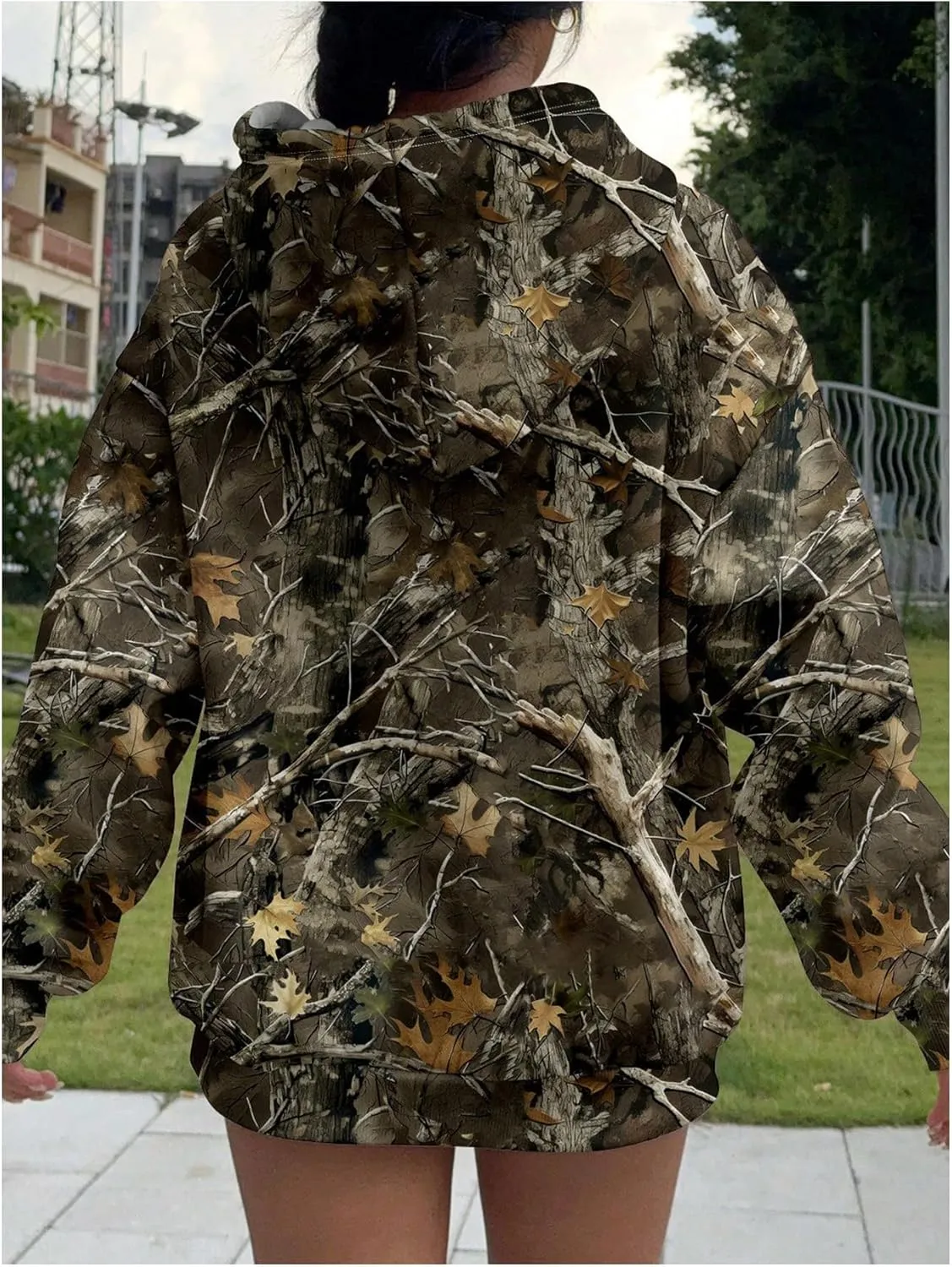 MakeMeChic Women's Camo Hoodies Oversized Graphic Sweatshirt Long Sleeve Fall Pullover