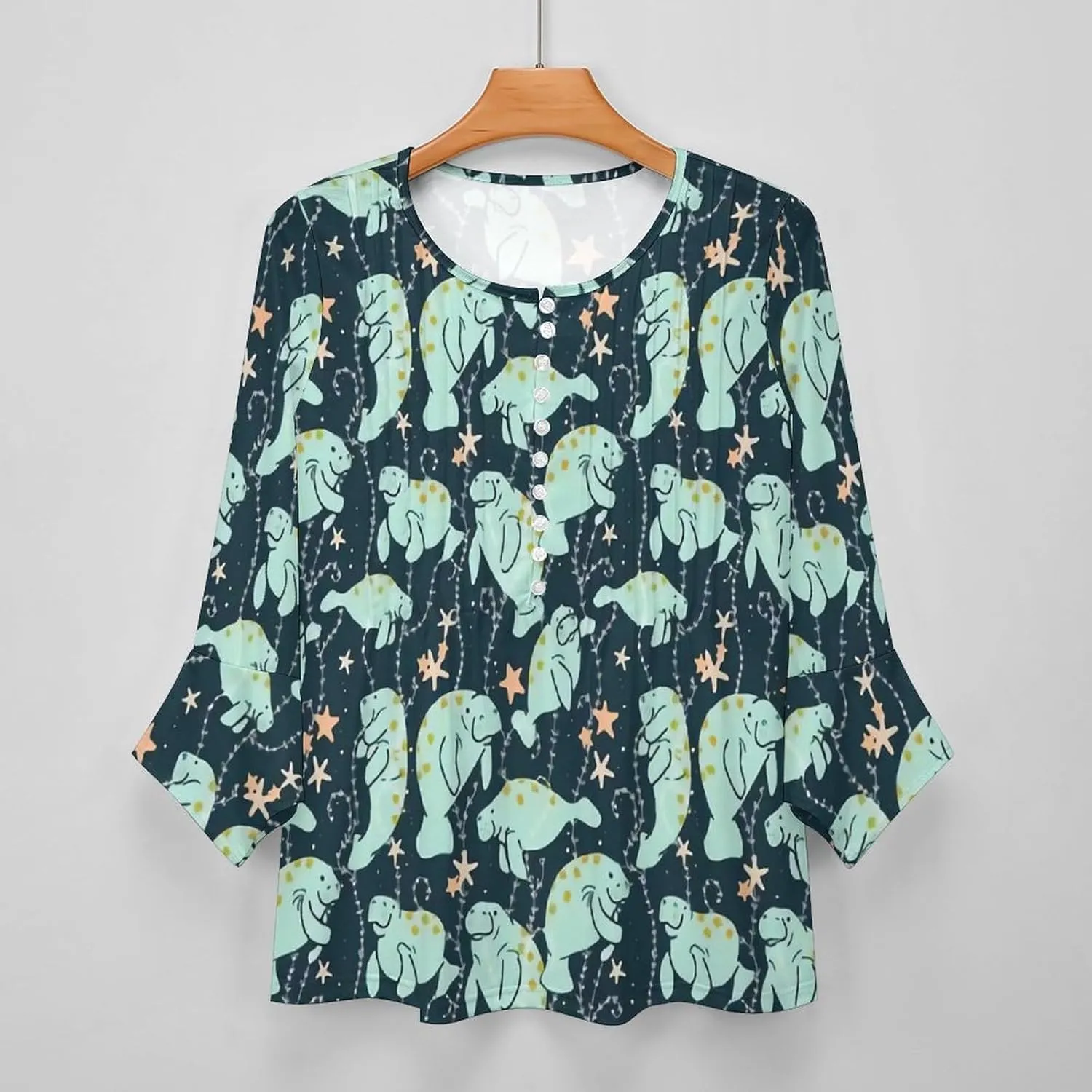 Manatee Animals Round Neck Short Sleeve Dress Casual for Women Spring Summer Party Clothes