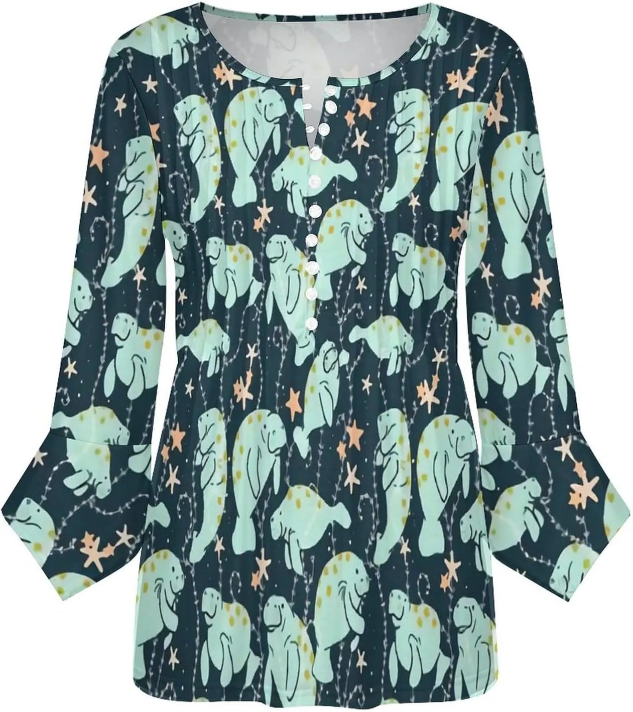 Manatee Animals Round Neck Short Sleeve Dress Casual for Women Spring Summer Party Clothes