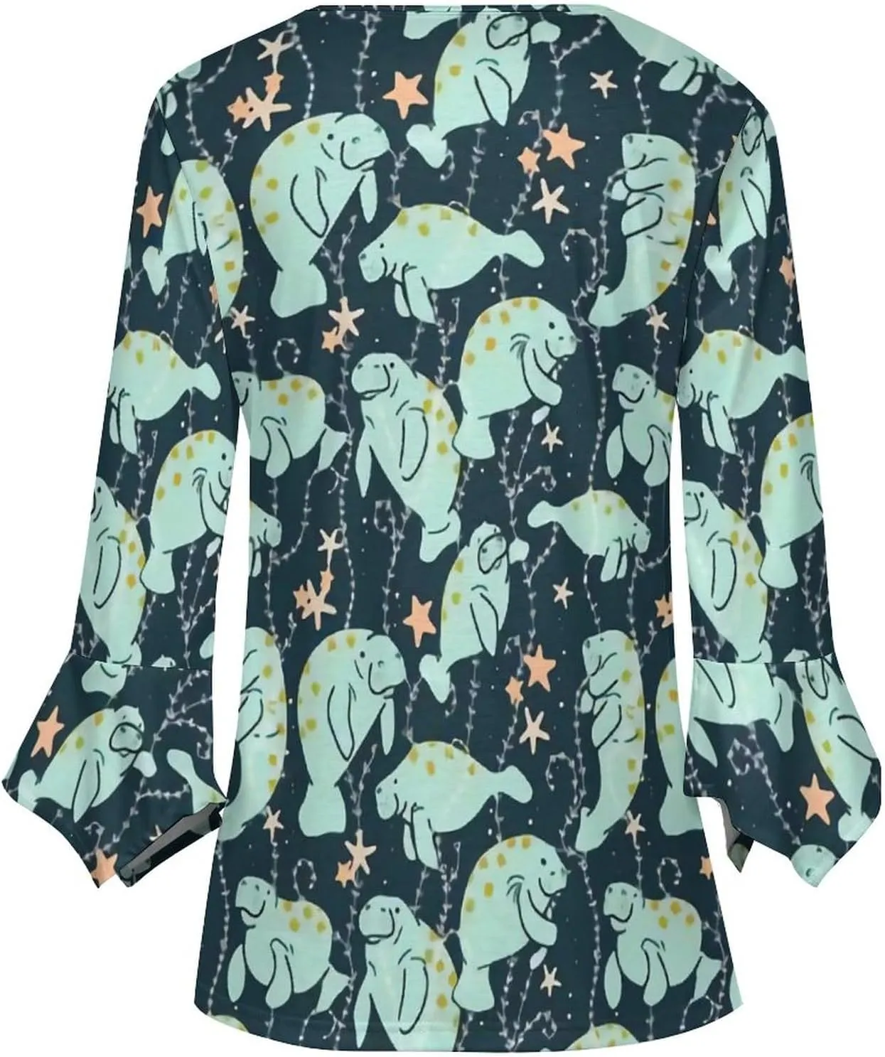 Manatee Animals Round Neck Short Sleeve Dress Casual for Women Spring Summer Party Clothes