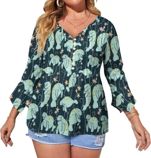 Manatee Animals Round Neck Short Sleeve Dress Casual for Women Spring Summer Party Clothes