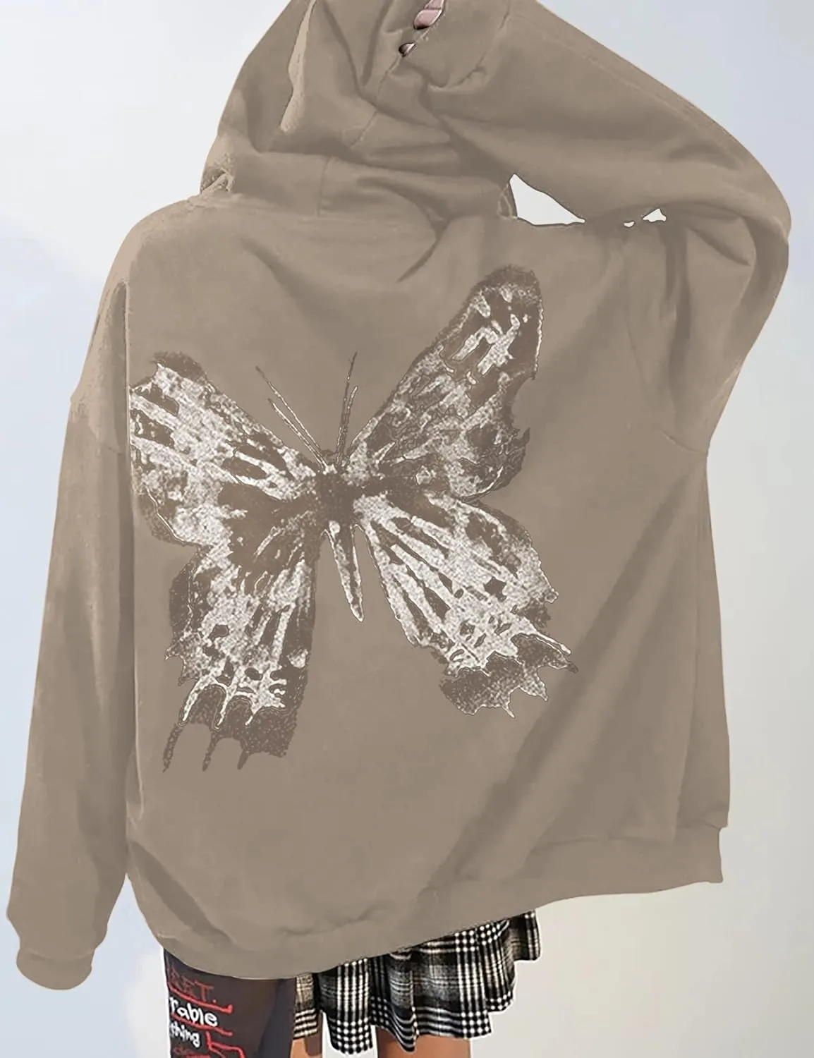 MISSACTIVER Womens Casual Graphic Printed Hoodies Oversized Zip Up 90S E-Girl Streetwear Grunge Jacket