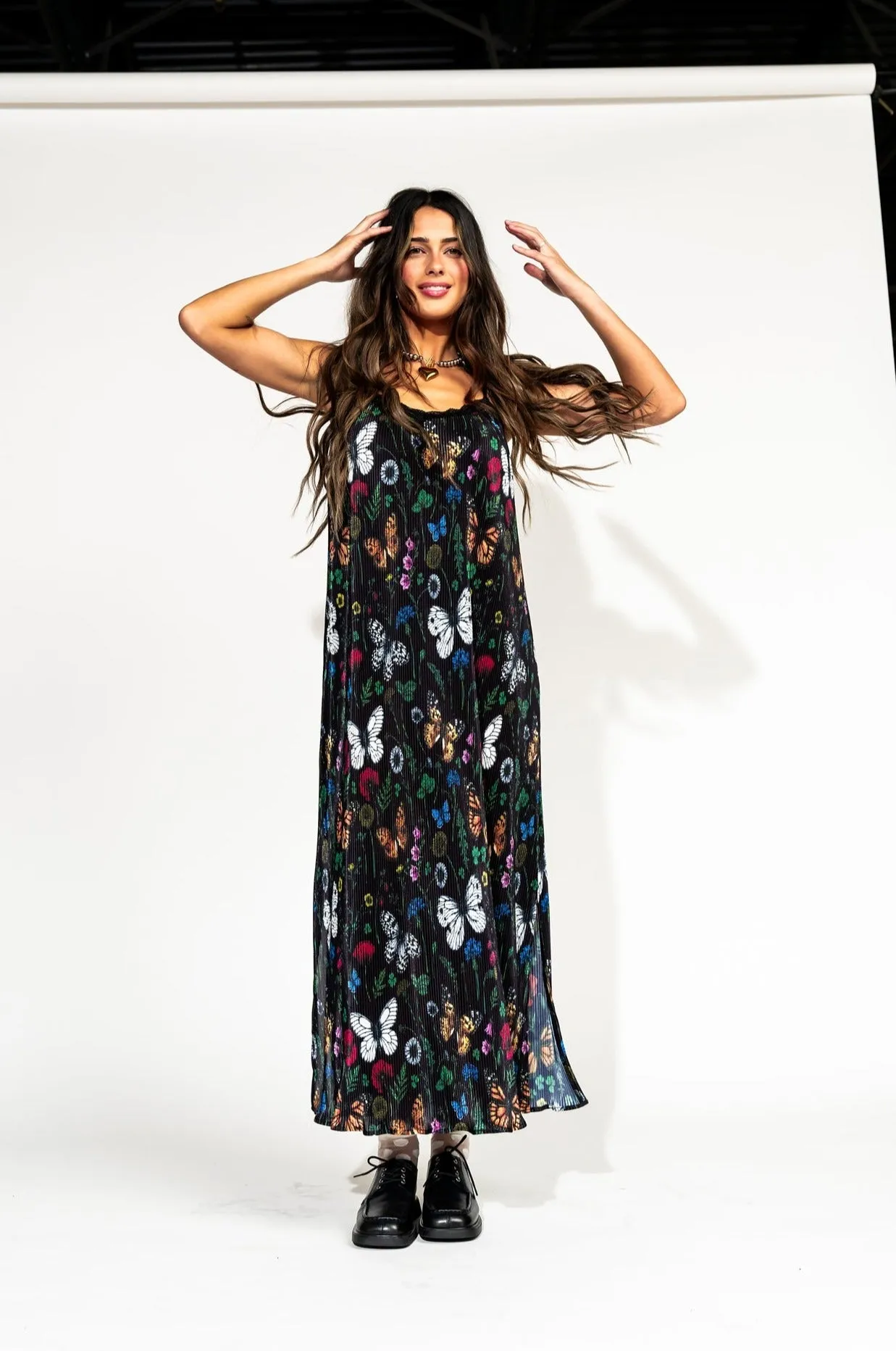 Money Honey Plisse Slip Dress in Folklore Florals *RESTOCKED*