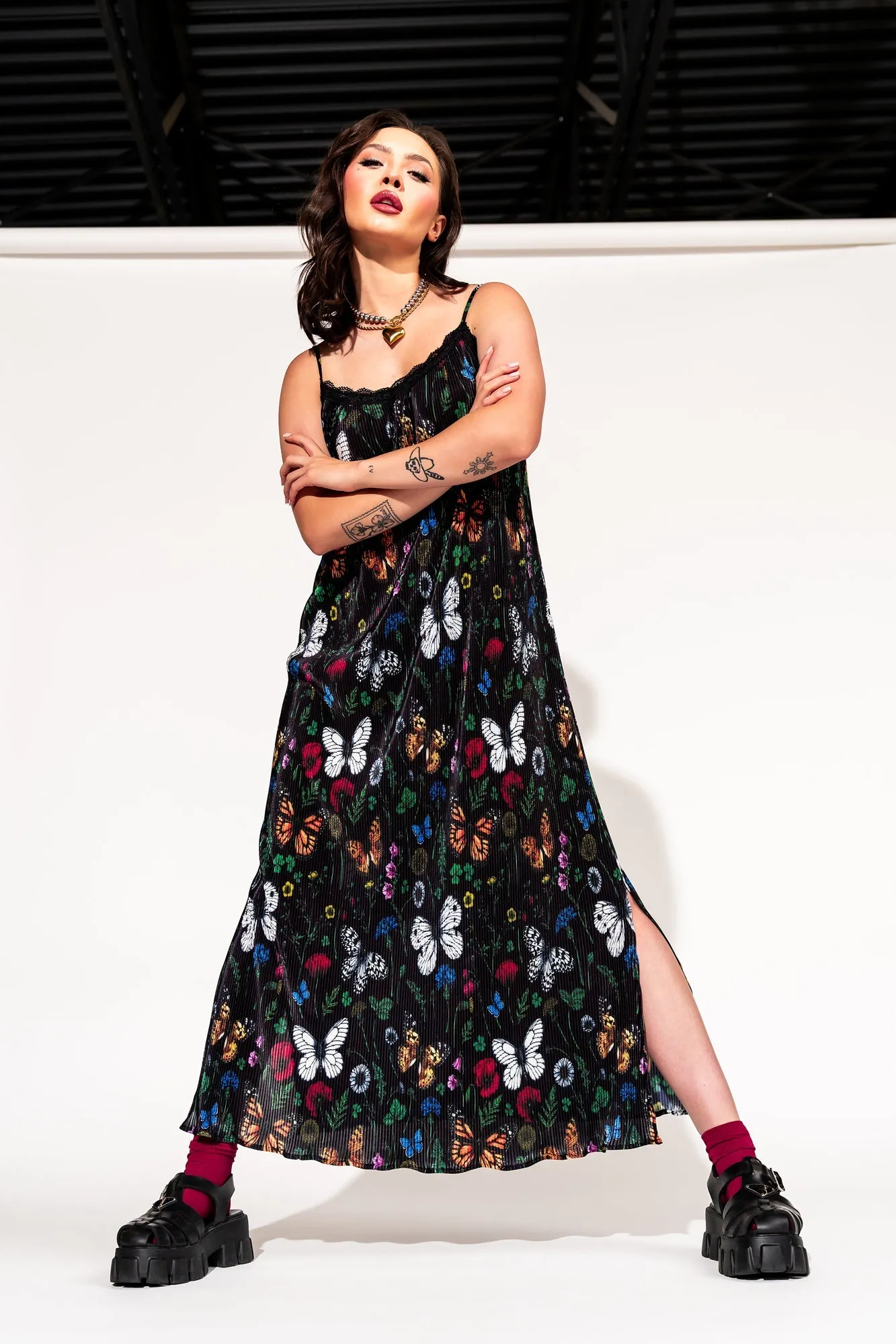 Money Honey Plisse Slip Dress in Folklore Florals *RESTOCKED*