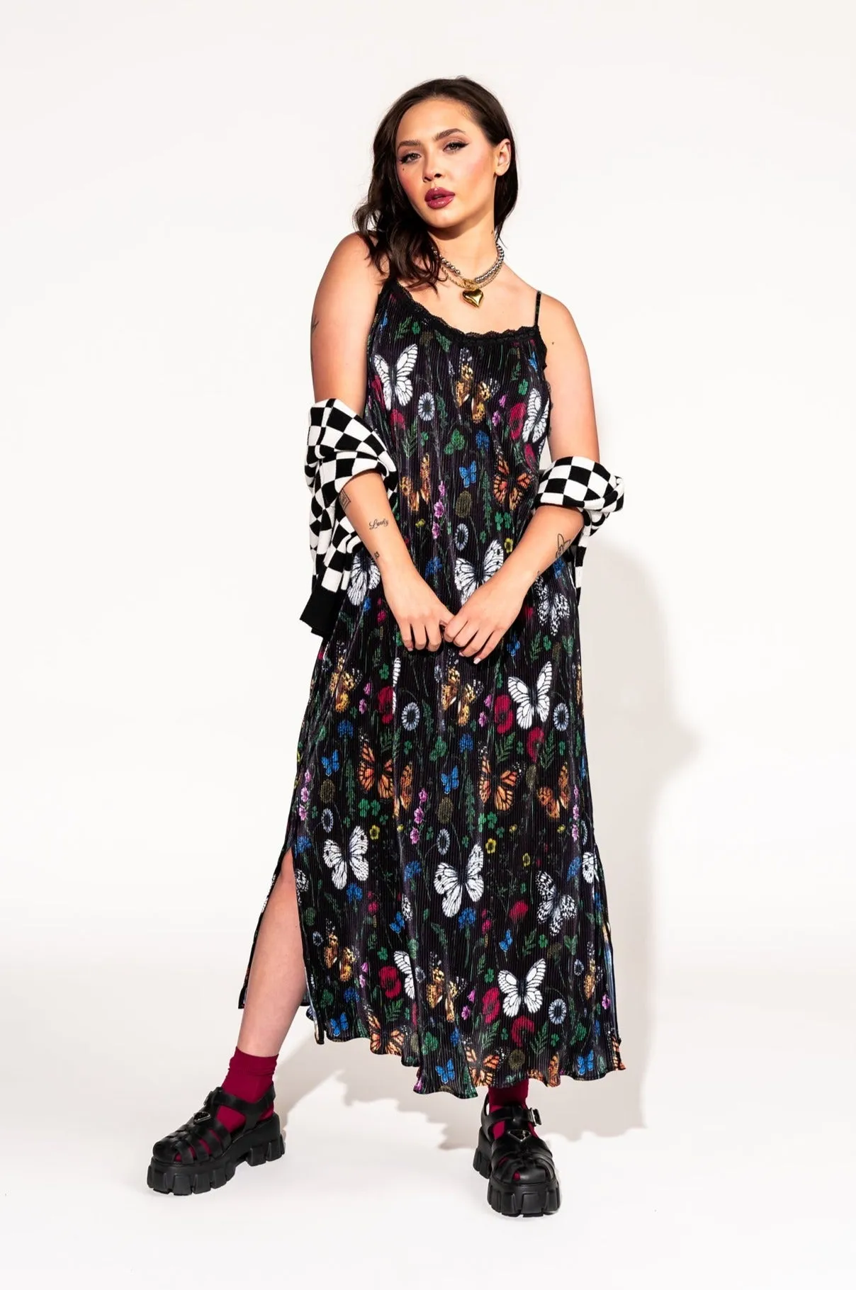 Money Honey Plisse Slip Dress in Folklore Florals *RESTOCKED*