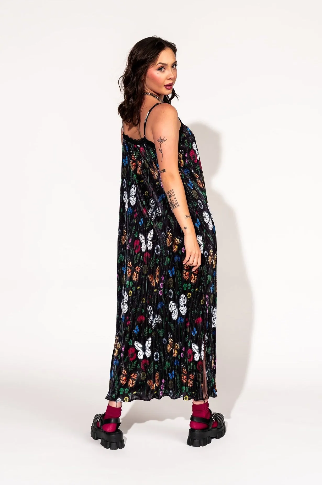 Money Honey Plisse Slip Dress in Folklore Florals *RESTOCKED*