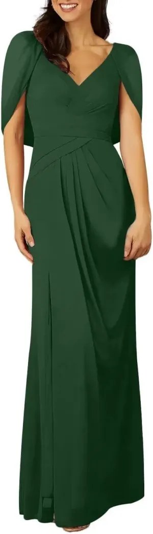 Mother of The Bride Dresses for Wedding V Neck Chiffon Formal Evening Dresses for Women Long Prom Party Dresses, 00