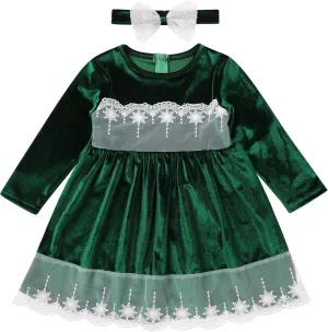 ODIZLI Baby Girls Velvet Dress Long Sleeve Ruffle Fall Winter Clothings