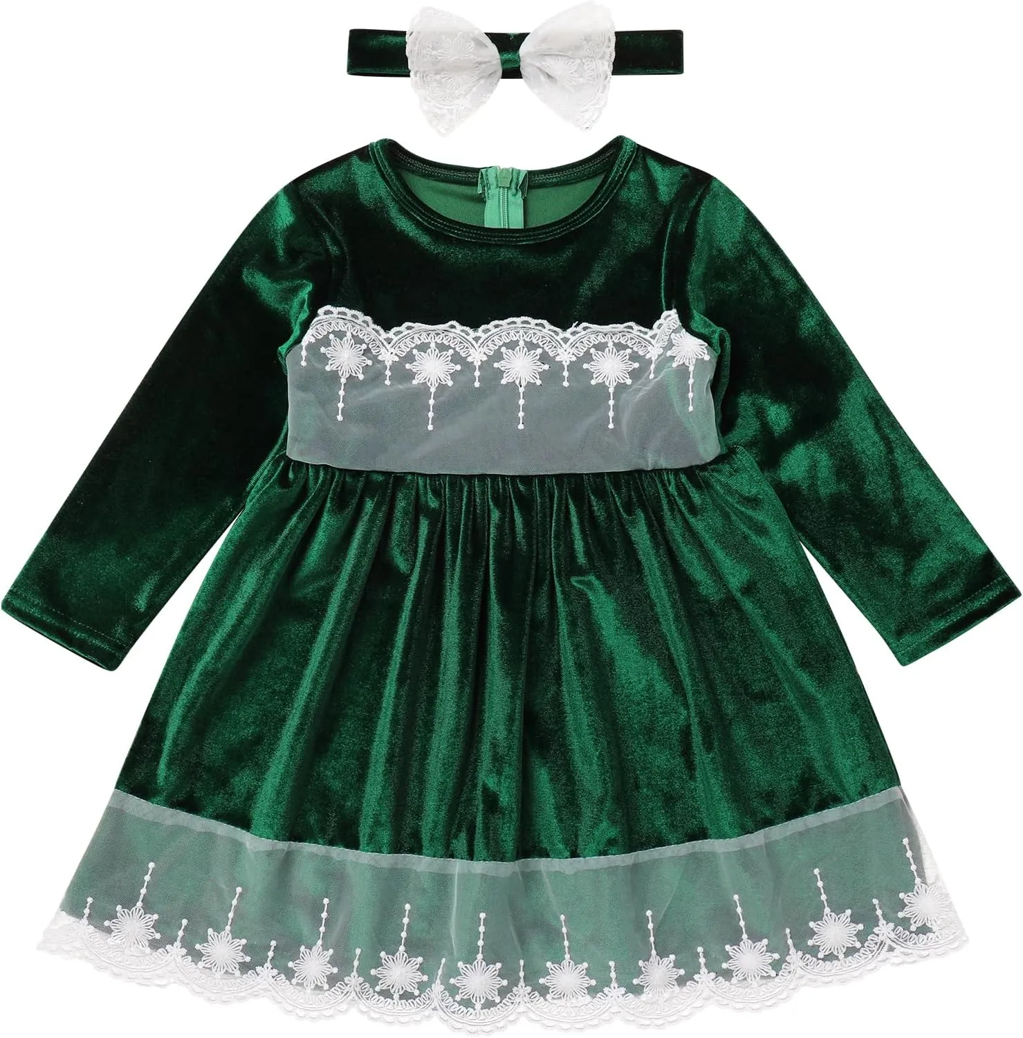 ODIZLI Baby Girls Velvet Dress Long Sleeve Ruffle Fall Winter Clothings