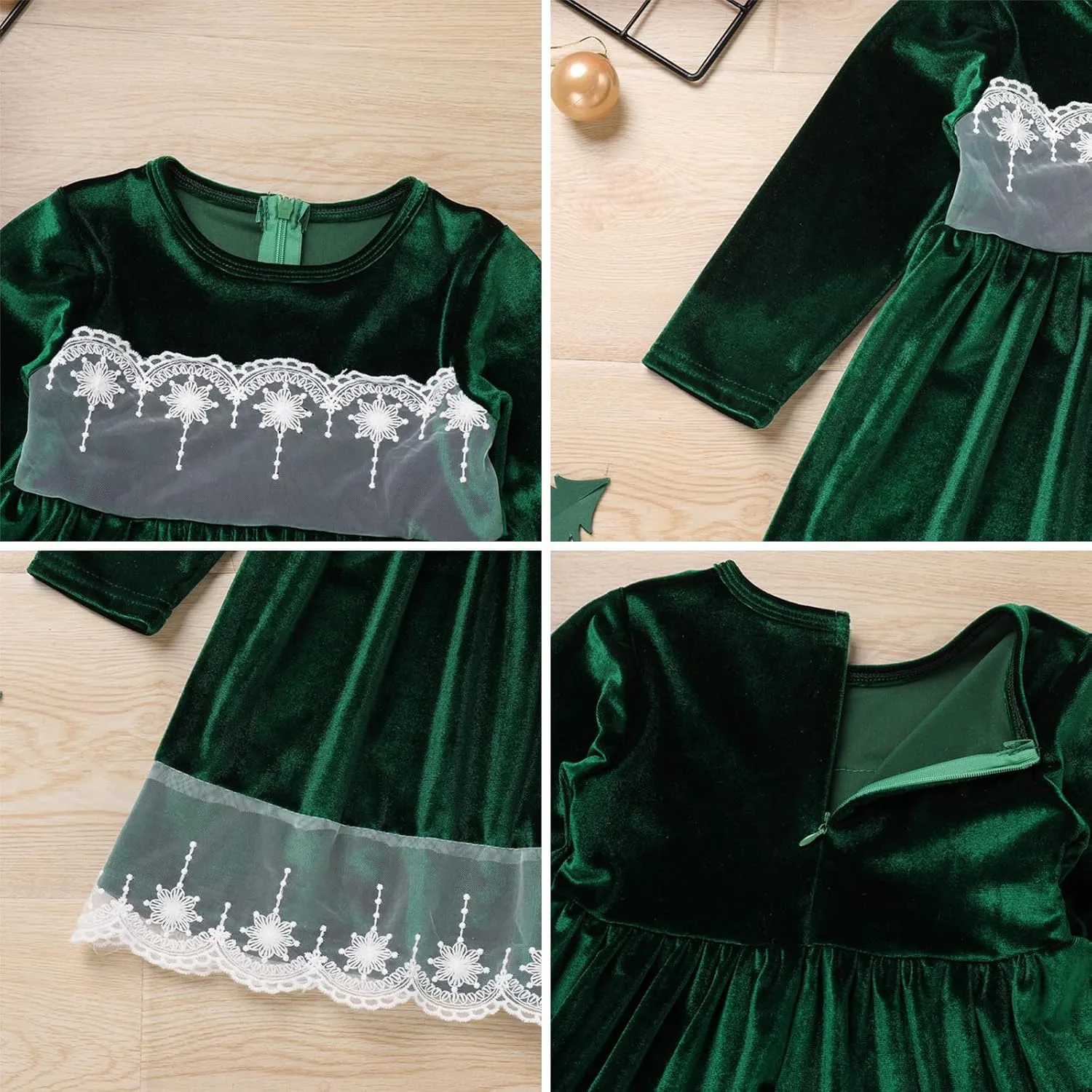 ODIZLI Baby Girls Velvet Dress Long Sleeve Ruffle Fall Winter Clothings