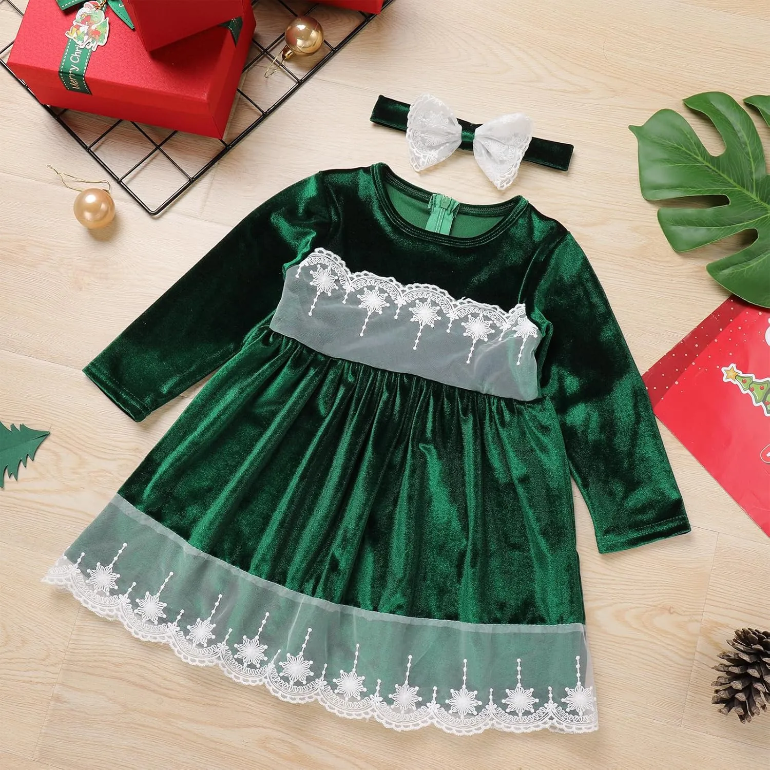 ODIZLI Baby Girls Velvet Dress Long Sleeve Ruffle Fall Winter Clothings