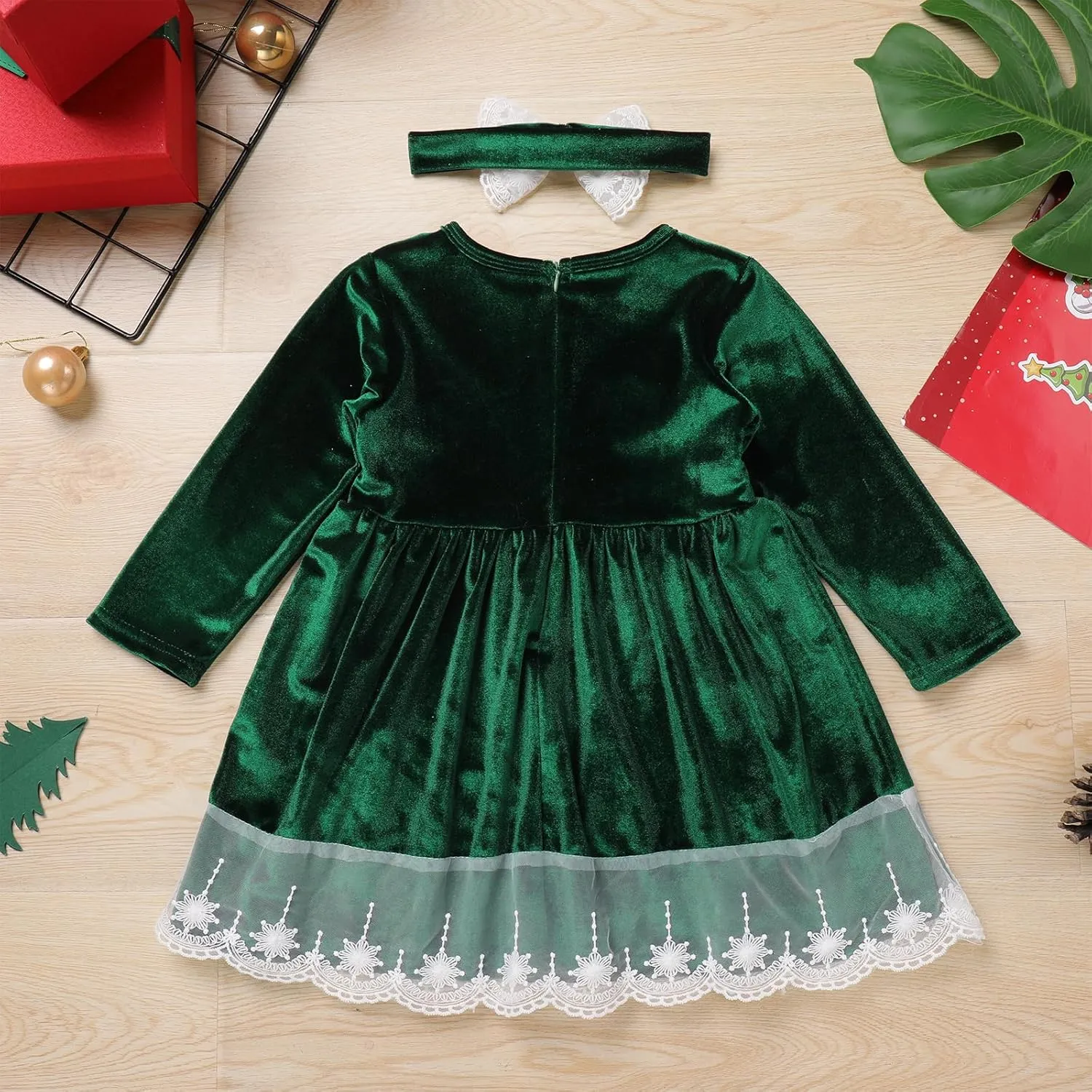 ODIZLI Baby Girls Velvet Dress Long Sleeve Ruffle Fall Winter Clothings
