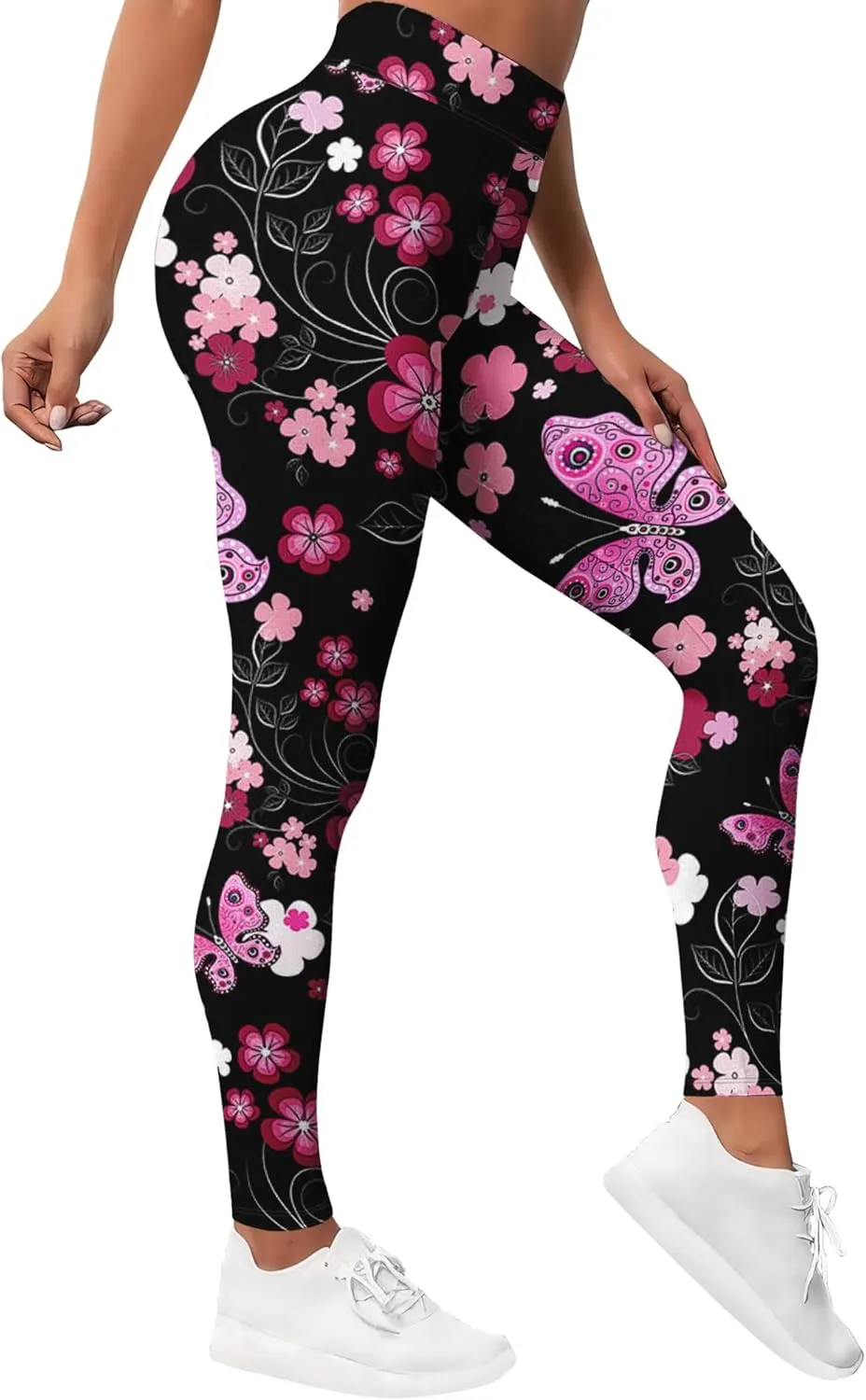 PAGYMO Leggings for Women Printed Womens Funny Gym Yoga Pants Floral Legging Colorful Flower, X-Large, Wlg-030439