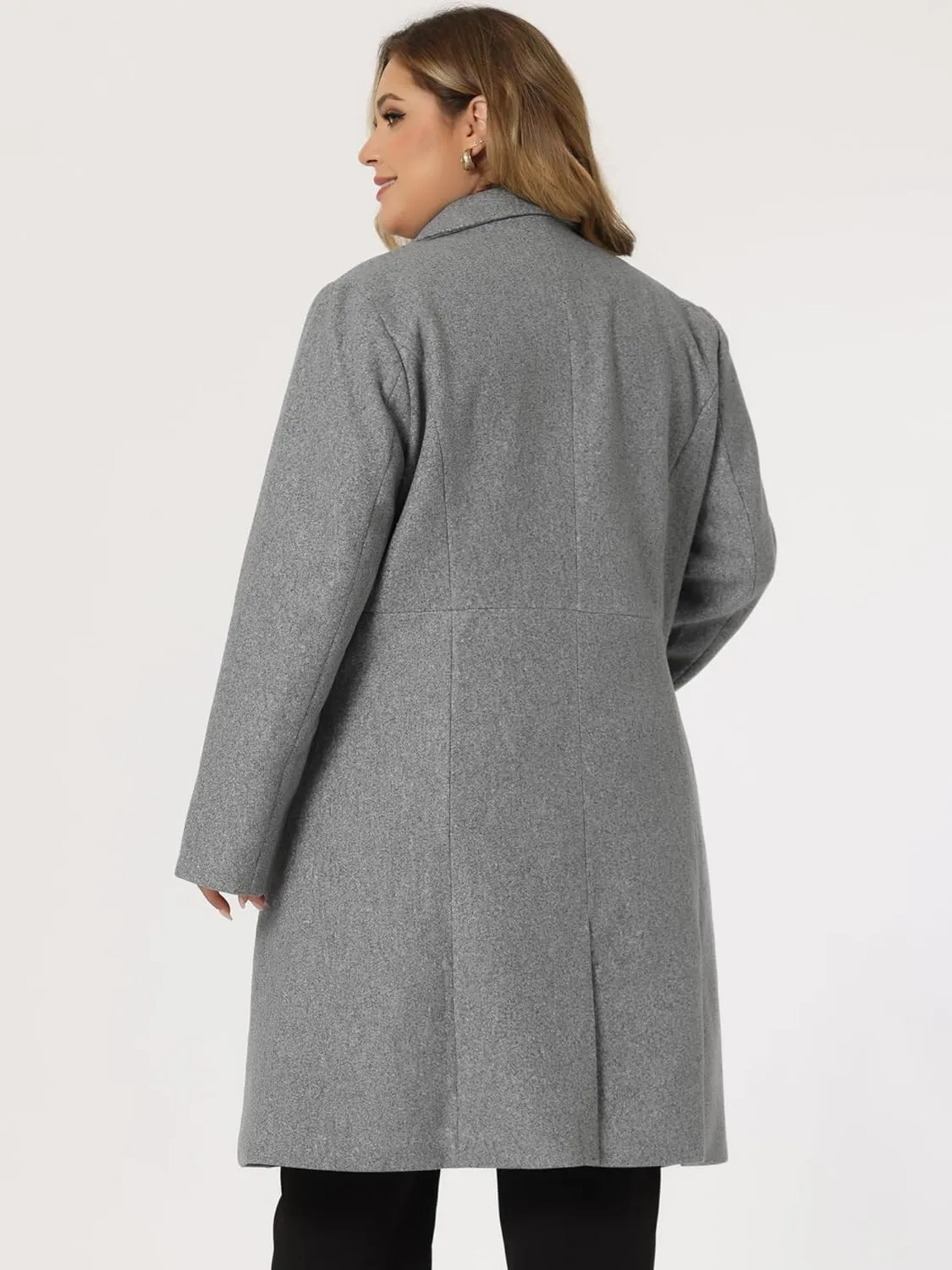 Plus Size Modern Beige Double Breasted Long Sleeve Trench Coat