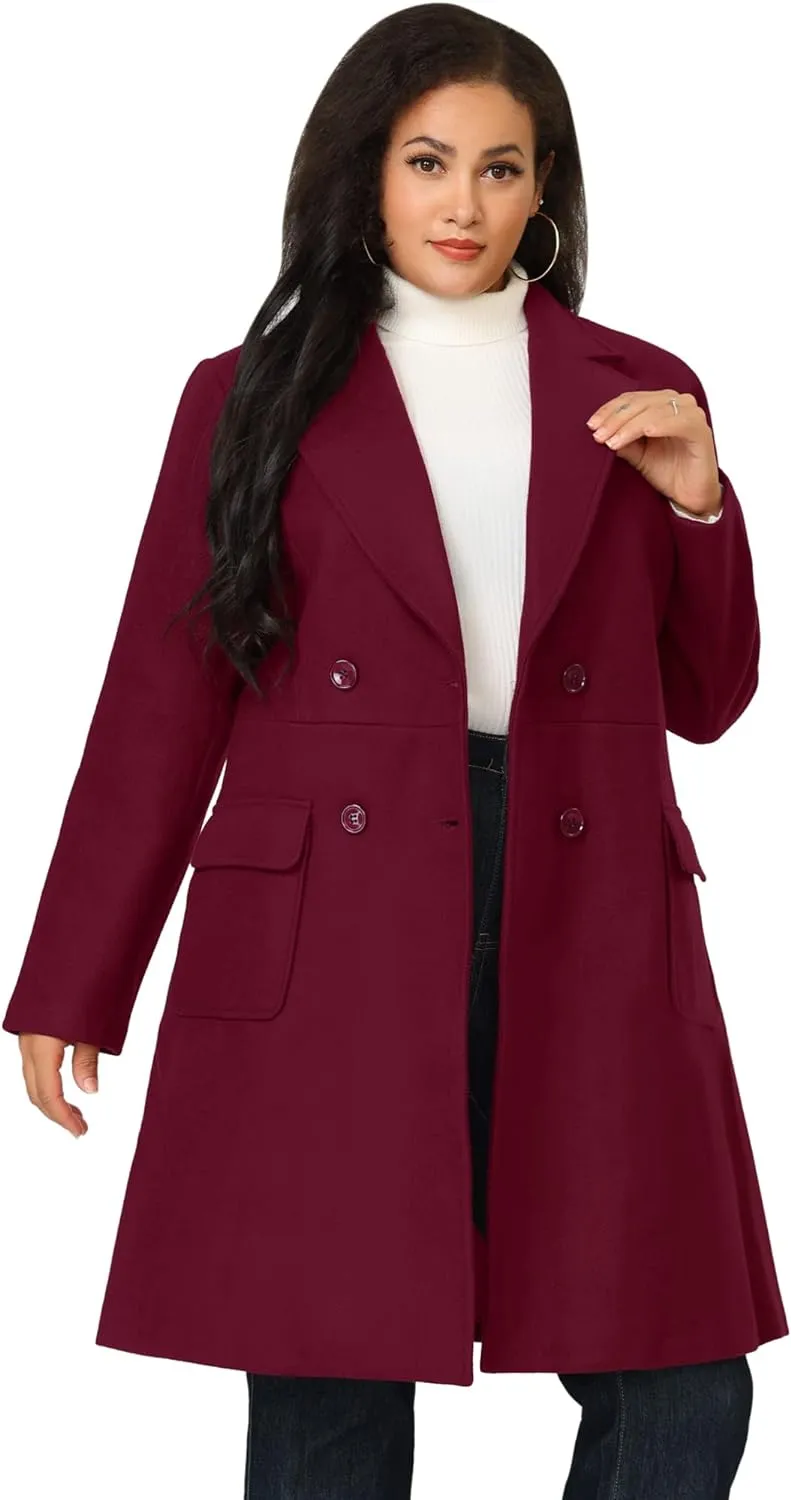 Plus Size Modern Beige Double Breasted Long Sleeve Trench Coat
