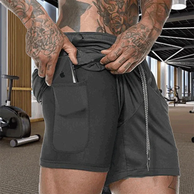 Quick Drying And Breathable Double Layer Men's Fitness Shorts