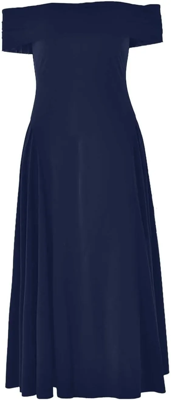 Satin Off The Shoulder Formal Midi Dress for Women A Line Ruched Tea Length Prom Party Womens Midi Casual Dresses