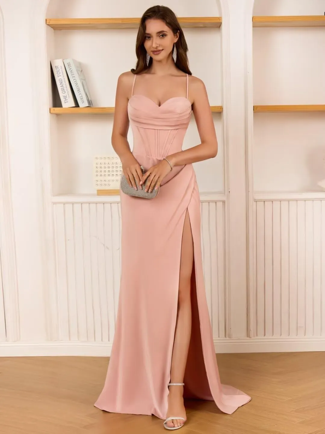 Satin Prom Dresses 2024 Satin Ruched Evening Formal Party Gown