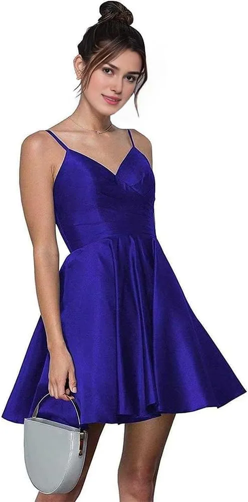 Short Homecoming Dresses Spaghetti Strap Satin Dresses for Women 2024 Party