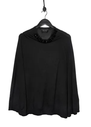 Simone Rocha Black Bead Embroidered Light Cape Sweater